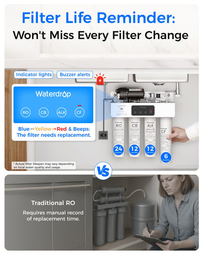 Waterdrop T4-A Alkaline pH+ RO System – 10-Stage, 450 GPD, Tankless Undersink, Dual Flow, NSF/ANSI 372