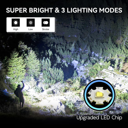 WdtPro Rechargeable Flashlights 2-Pack – High Lumen, USB-C Recharge, IP65