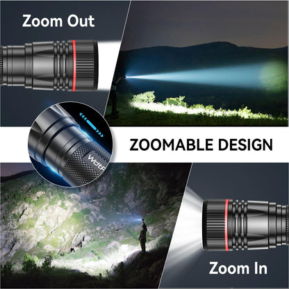 WdtPro Rechargeable Flashlights 2-Pack – High Lumen, USB-C Recharge, IP65