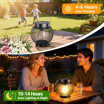 WdtPro Solar Lanterns Outdoor Waterproof - Upgraded Hanging Lights for Patio (2 Pack)
