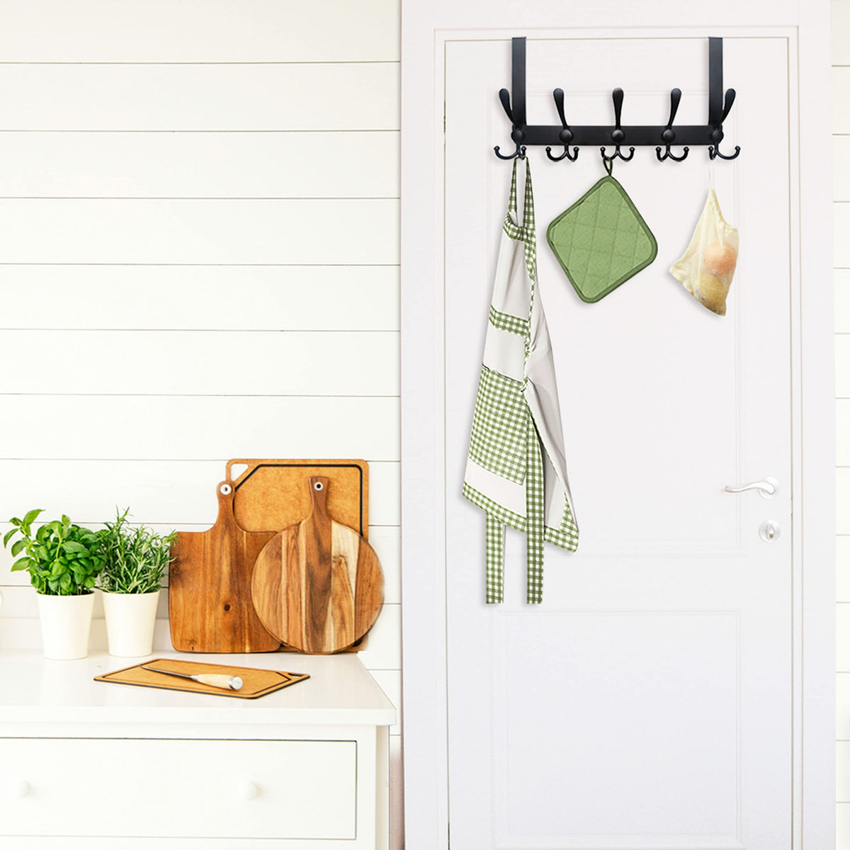 WEBI Over The Door Hook – 5 Tri Hooks Rack for Coats & Towels | Black