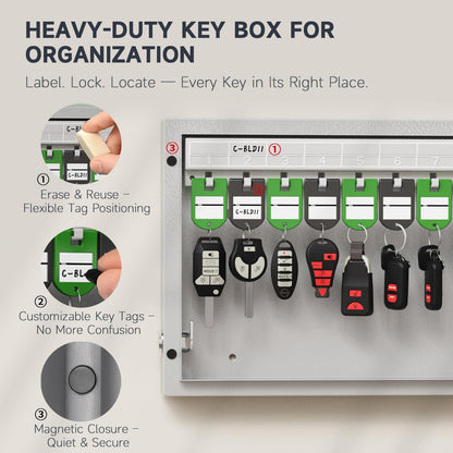 WeHere 16-Key Lock Box – Wall-M Mounted Key Cabinet with Dual Lock (3-Digit Combination)