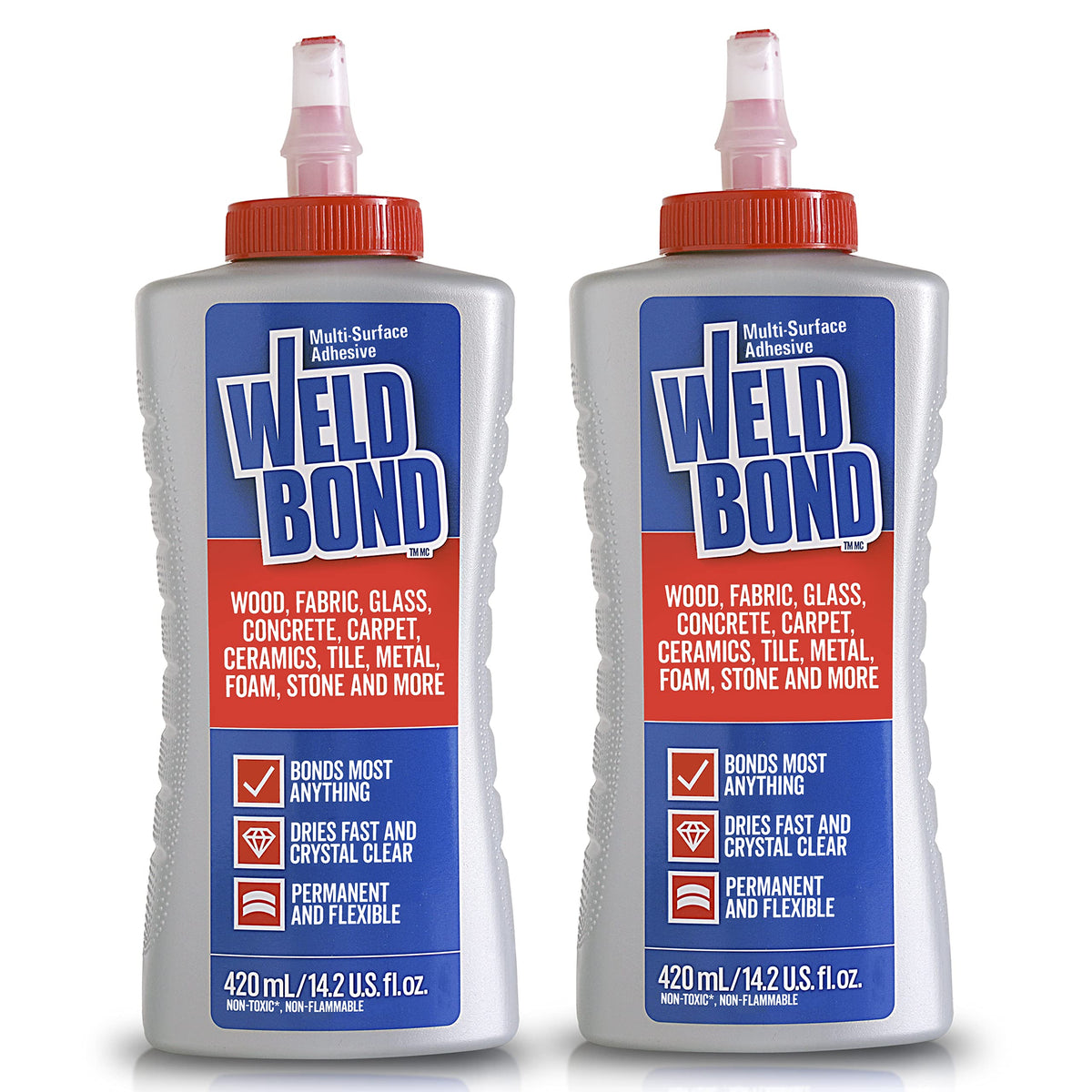 Weldbond Multi-Surface Strong Glue – Fast Drying, Weatherproof Adhesive (14.2oz) 2 Pack