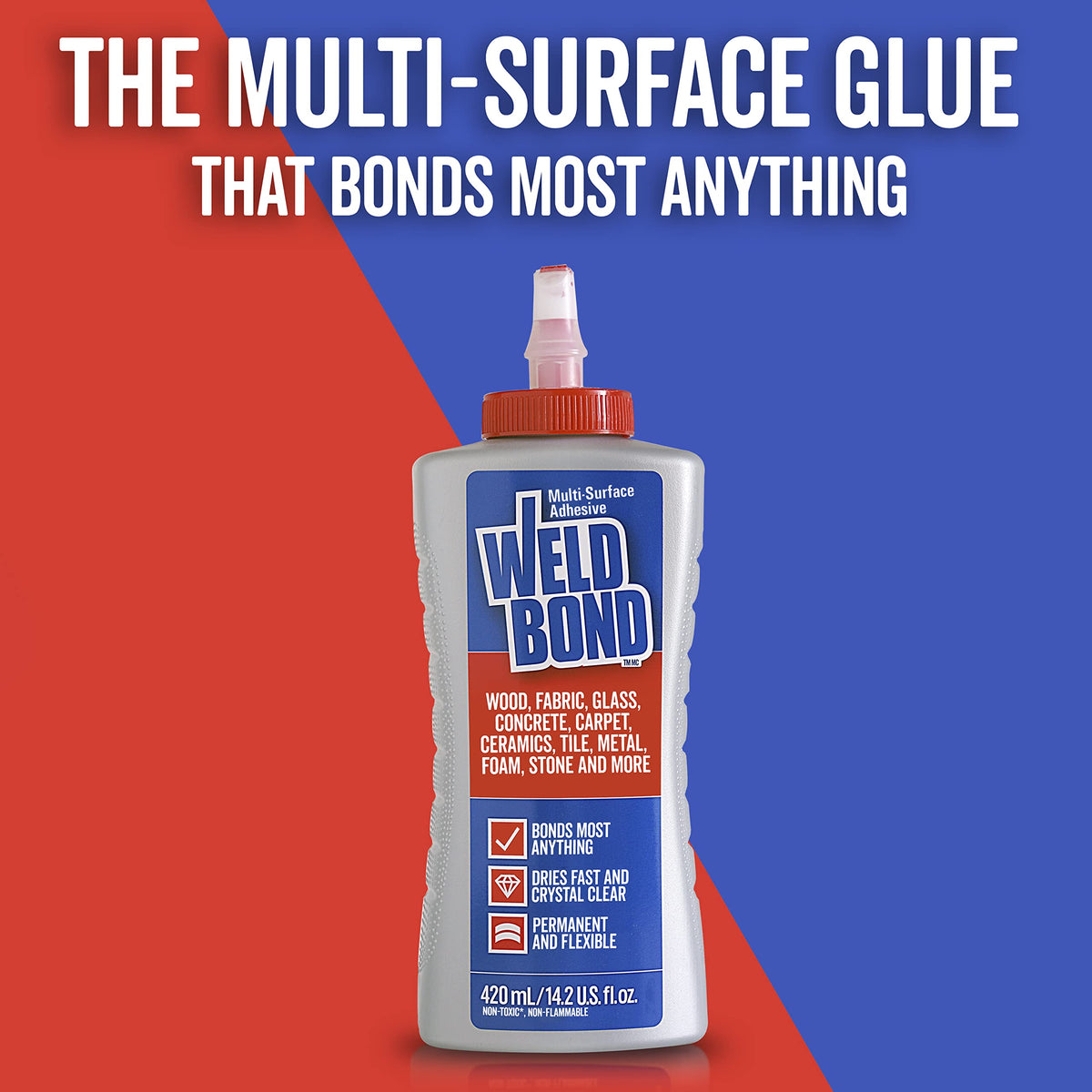Weldbond Multi-Surface Strong Glue – Fast Drying, Weatherproof Adhesive (14.2oz) 2 Pack