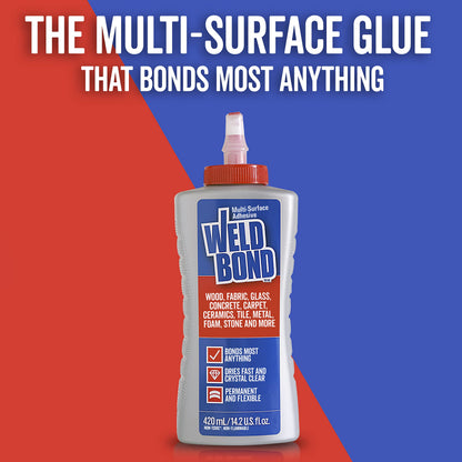 Weldbond Multi-Surface Strong Glue – Fast Drying, Weatherproof Adhesive (14.2oz) 2 Pack