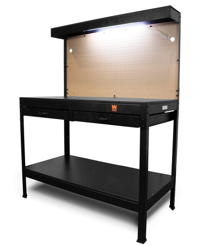 WEN WB4723T 48-Inch Workbench with Power Outlets and Light – Black