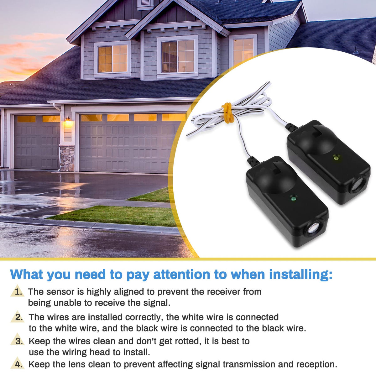 Werhoo 41A5034 Safety Sensor Kit — Garage Door Opener Replacement (Post-1997)