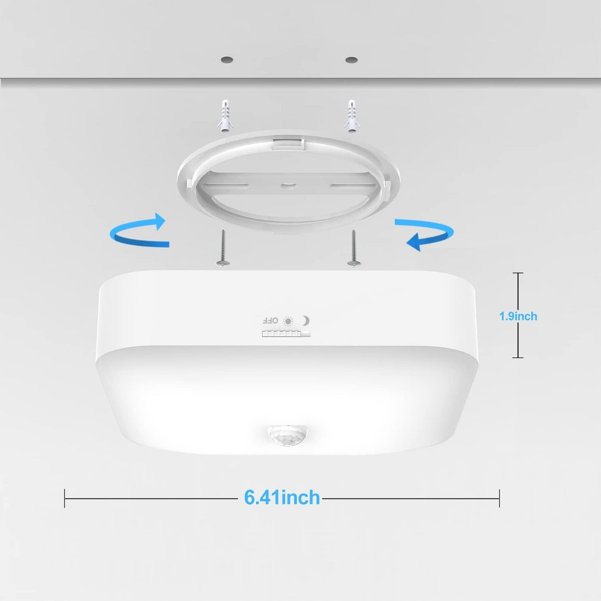 WhitePoplar Rechargeable Motion Sensor Light – Wireless Ceiling Light, 500LM, 5000K, 3-Pack