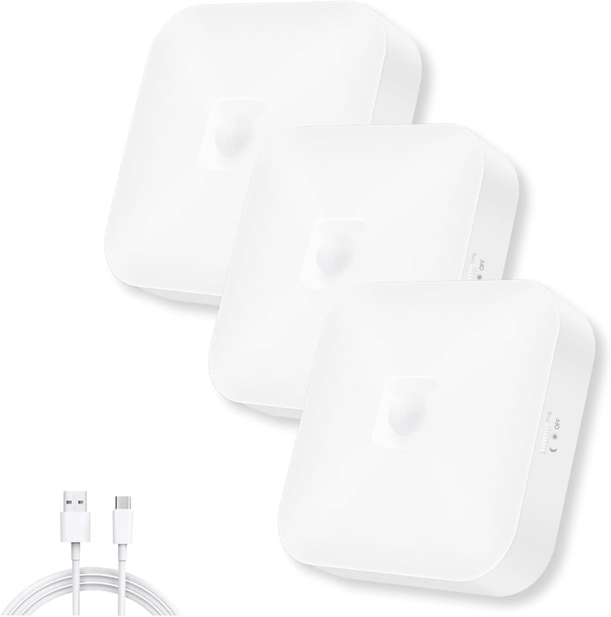WhitePoplar Rechargeable Motion Sensor Light – Wireless Ceiling Light, 500LM, 5000K, 3-Pack