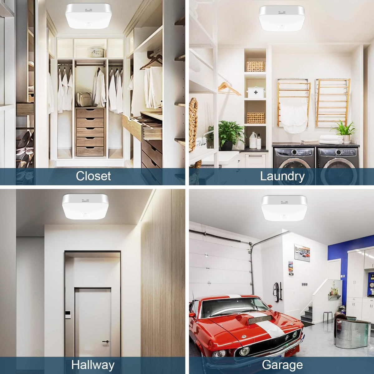 WhitePoplar Rechargeable Motion Sensor Light – Wireless Ceiling Light, 500LM, 5000K, 3-Pack