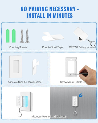 WILAWELS Remote Control Outlet – 3-Plug Wireless Light Switch Kit, 100ft Range, Removable Base