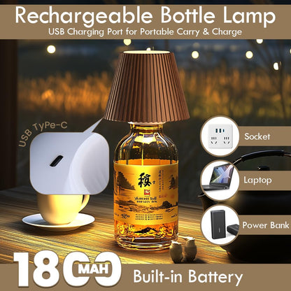 WILIT Wireless Bottle Lamp – 3-Level Brightness, USB Rechargeable, Touch Night Light