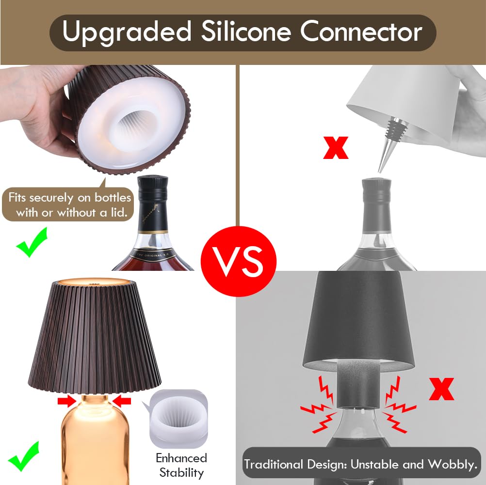 WILIT Wireless Bottle Lamp – 3-Level Brightness, USB Rechargeable, Touch Night Light