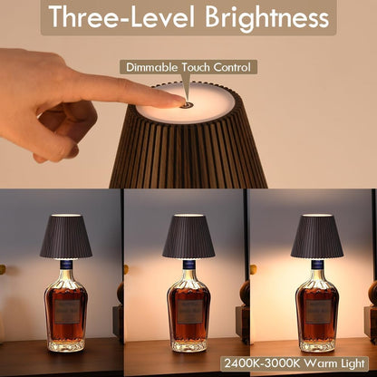 WILIT Wireless Bottle Lamp – 3-Level Brightness, USB Rechargeable, Touch Night Light