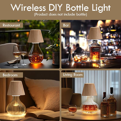 WILIT Wireless Bottle Lamp Shades – 3-Level Dimmable Cordless Table Lamp for Home & Bar