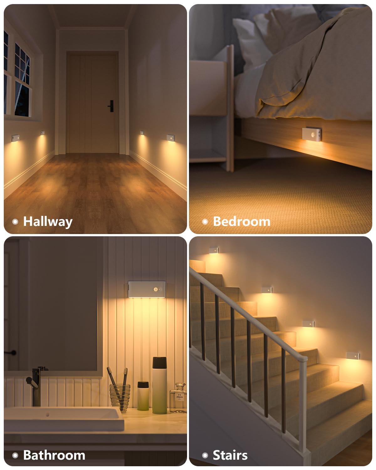 WILLED Motion Sensor Night Light 3-Pack – Rechargeable, Magnetic, Warm White