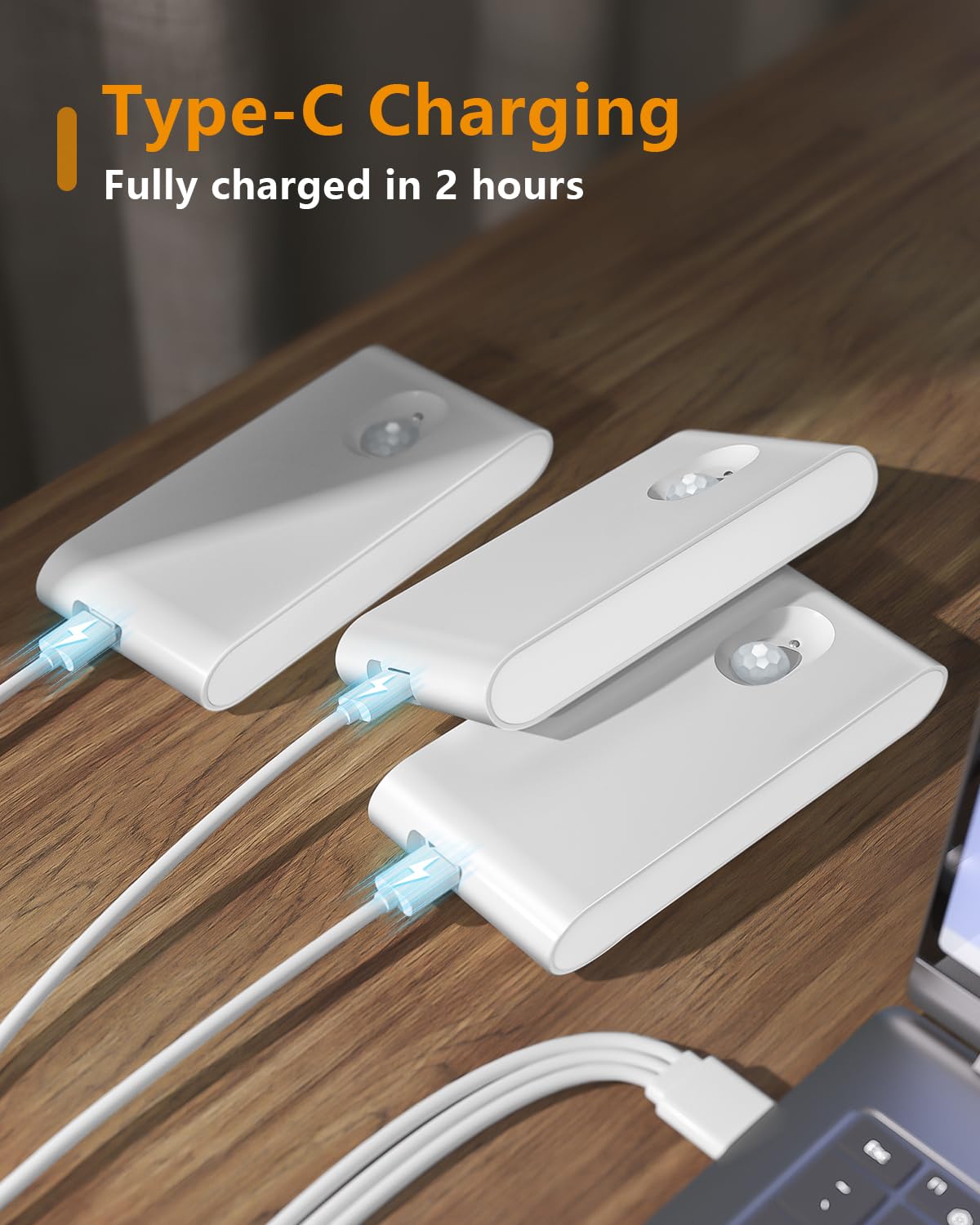 WILLED Motion Sensor Night Light 3-Pack – Rechargeable, Magnetic, Warm White