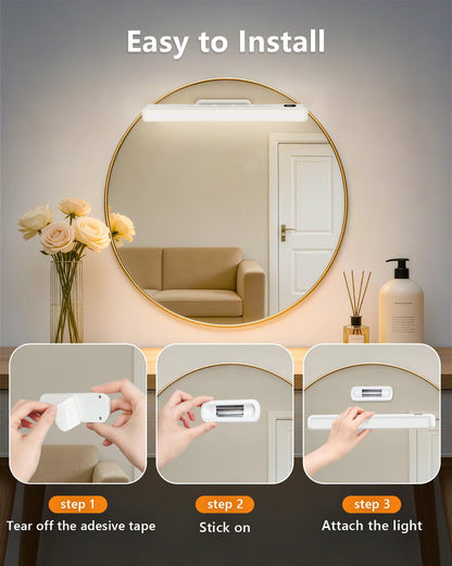 WILLED 5W Mirror Lights with Remote Control – Eye-Friendly Vanity Lights (Rechargeable, 2 Pack)
