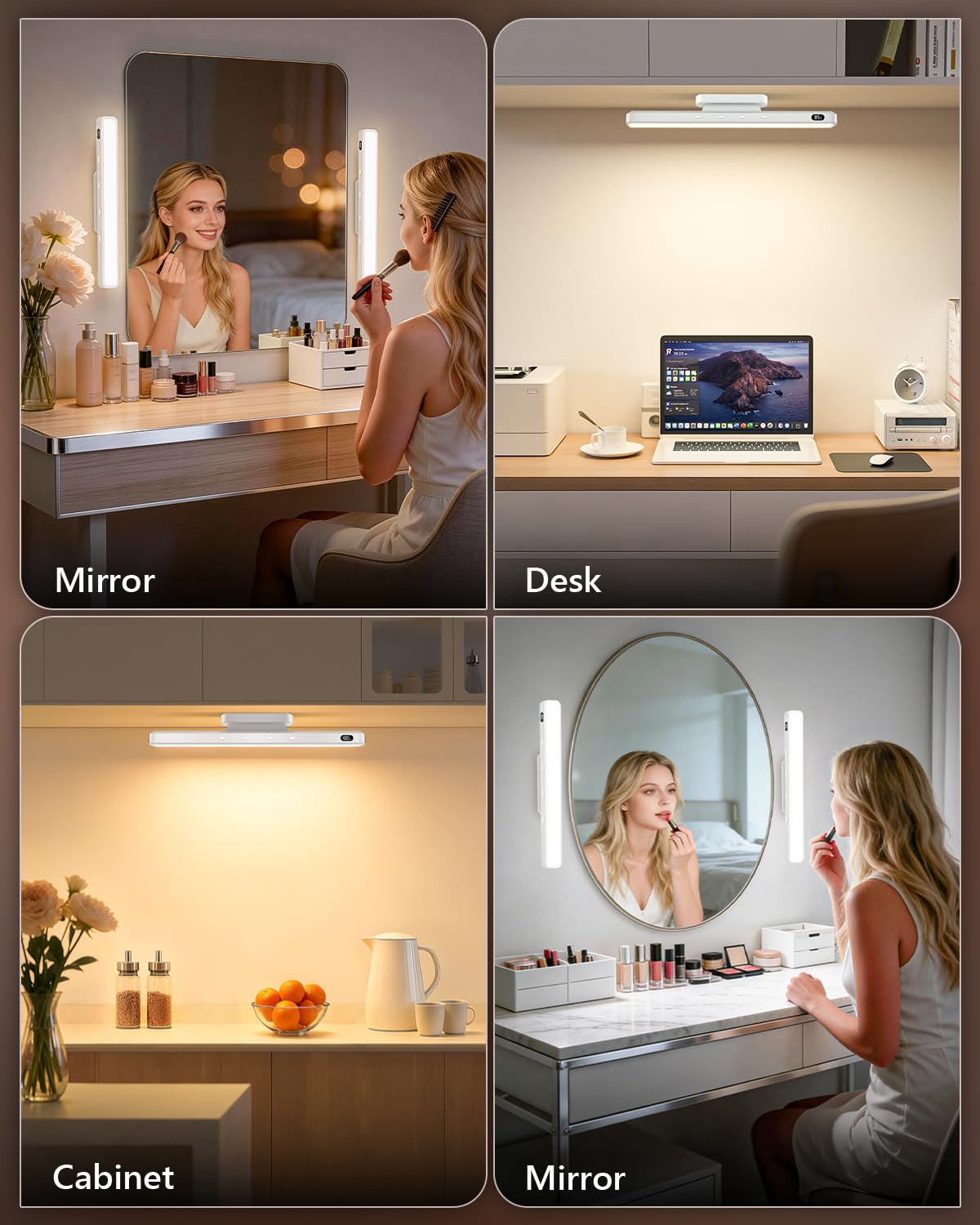 WILLED 5W Mirror Lights with Remote Control – Eye-Friendly Vanity Lights (Rechargeable, 2 Pack)