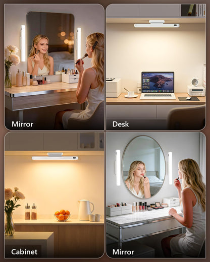 WILLED 5W Mirror Lights with Remote Control – Eye-Friendly Vanity Lights (Rechargeable, 2 Pack)