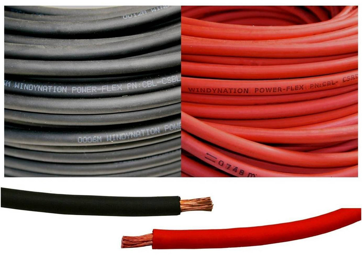 WindyNation 4 Gauge Welding & Battery Cable – 50 ft Total, Black + Red, Pure Copper