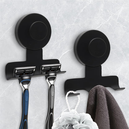 WingWider Razor Holder – 7KG Suction Hooks, 2-Pack, Matte Black