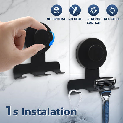 WingWider Razor Holder – 7KG Suction Hooks, 2-Pack, Matte Black