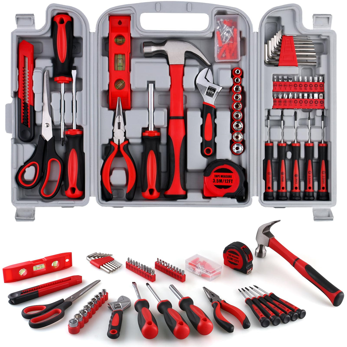 WINNER 156-Piece All-Purpose Home Tool Kit in Foldable Toolbox | Essential Hand Tools