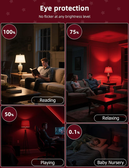 Wivety Red Light Bulbs for Sleep with Remote – 625nm Red Light, 100% Blue Light Block, E26 LED A19, 9W (4 Pack)