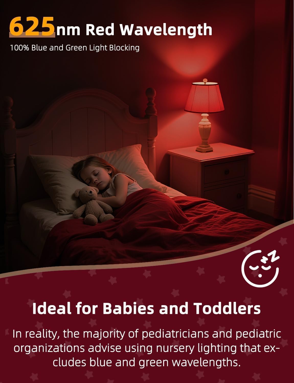 Wivety Red Light Bulbs for Sleep with Remote – 625nm Red Light, 100% Blue Light Block, E26 LED A19, 9W (4 Pack)