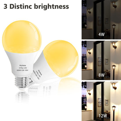 Wiyifada 3 Way LED Light Bulbs – 4 Pack, Soft White 3000K, 360/720/1080 lm, E26 A19