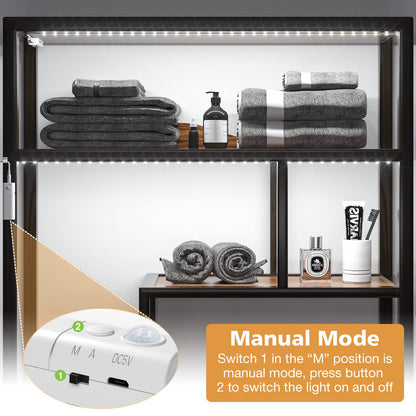 WOBANE Motion Sensor Stair Strip Lights – 60 LEDs, USB Rechargeable, Auto/Manual Modes, 6.56ft (2-Pack)