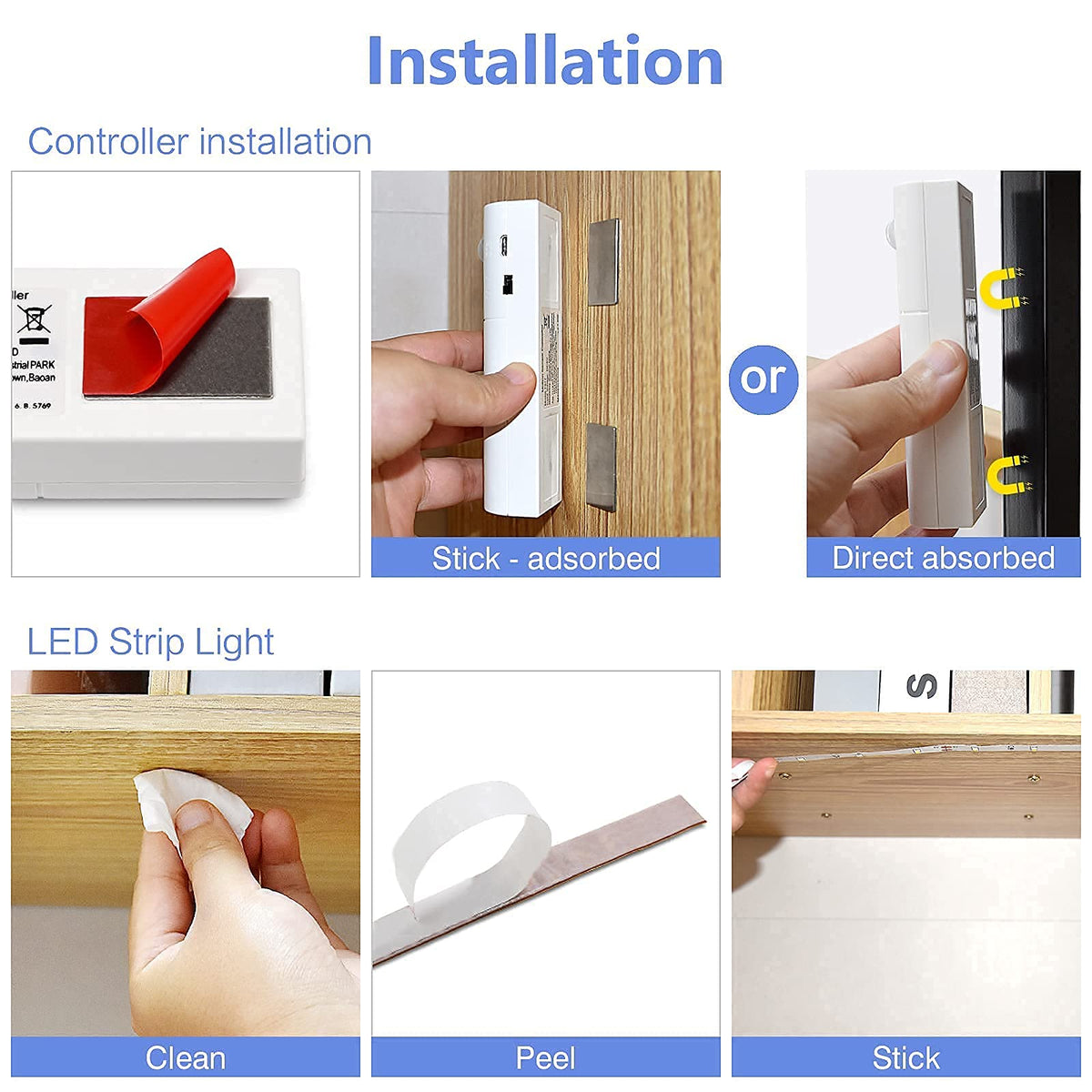 WOBANE Rechargeable Motion Sensor LED Strip Light – 6.56ft (2 Pack) 2700K Warm White