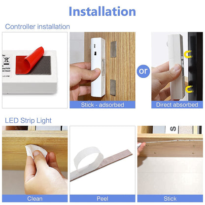 WOBANE Rechargeable Motion Sensor LED Strip Light – 6.56ft (2 Pack) 2700K Warm White