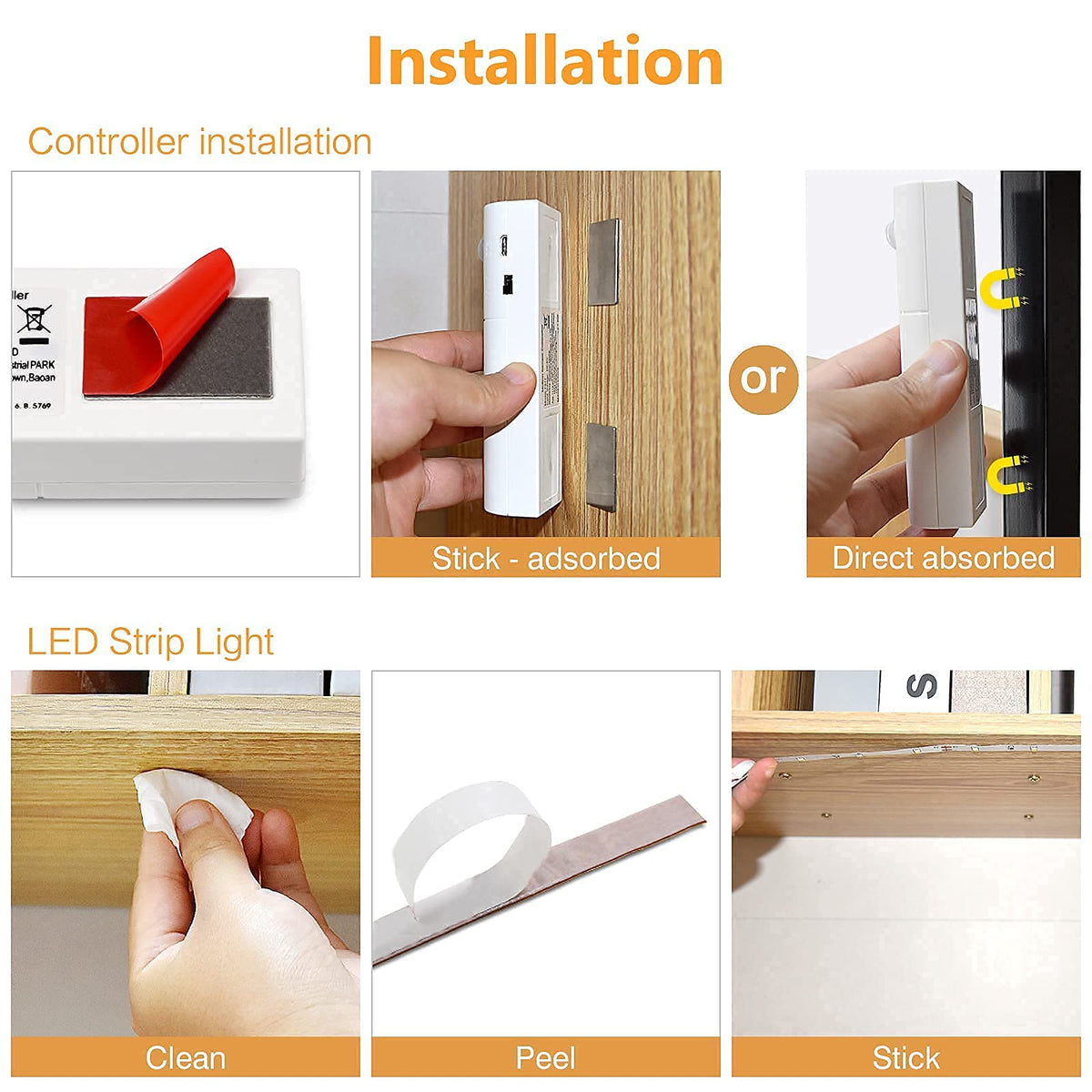 WOBANE Motion Sensor Stair Strip Lights – 60 LEDs, USB Rechargeable, Auto/Manual Modes, 6.56ft (2-Pack)