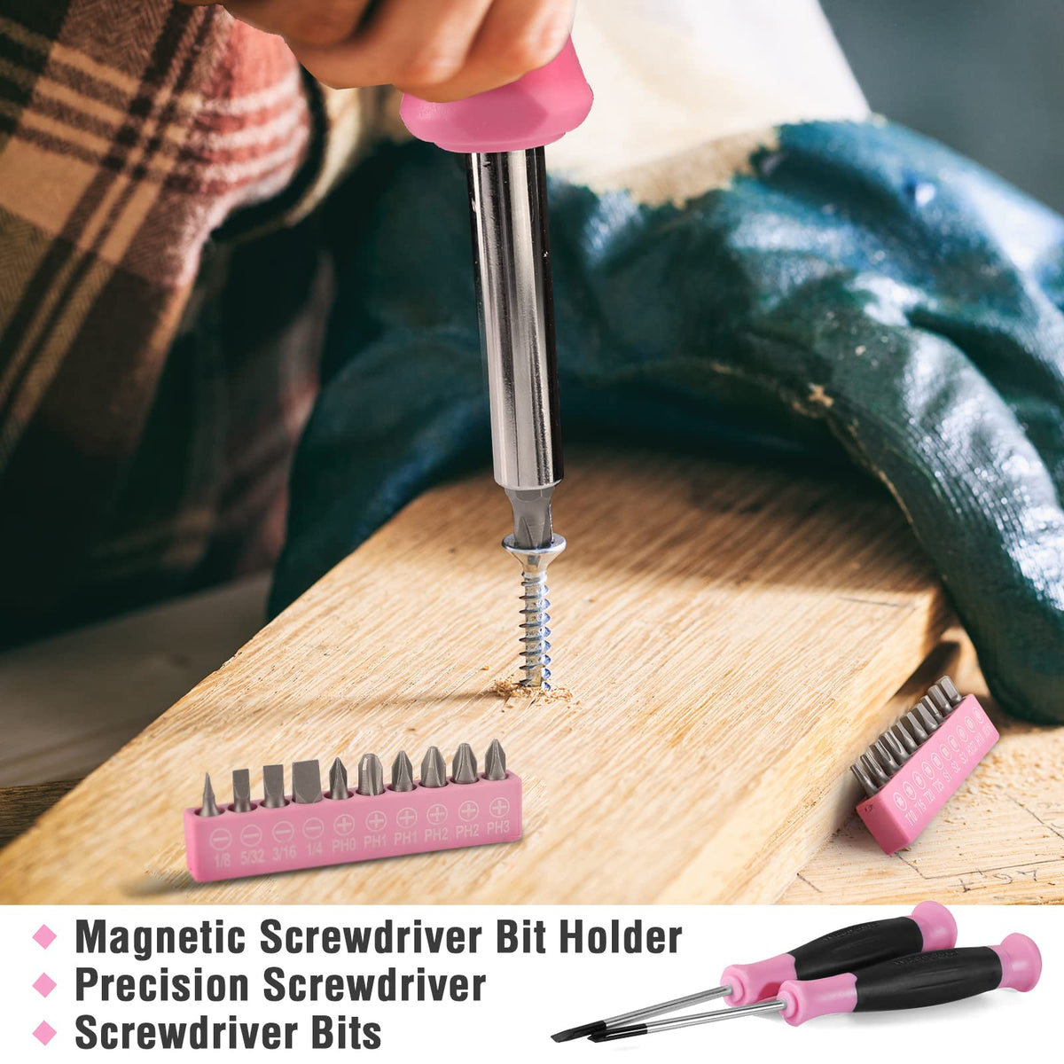 WORKPRO 35-Piece Pink Tools Set | Home DIY Toolbox with Storage