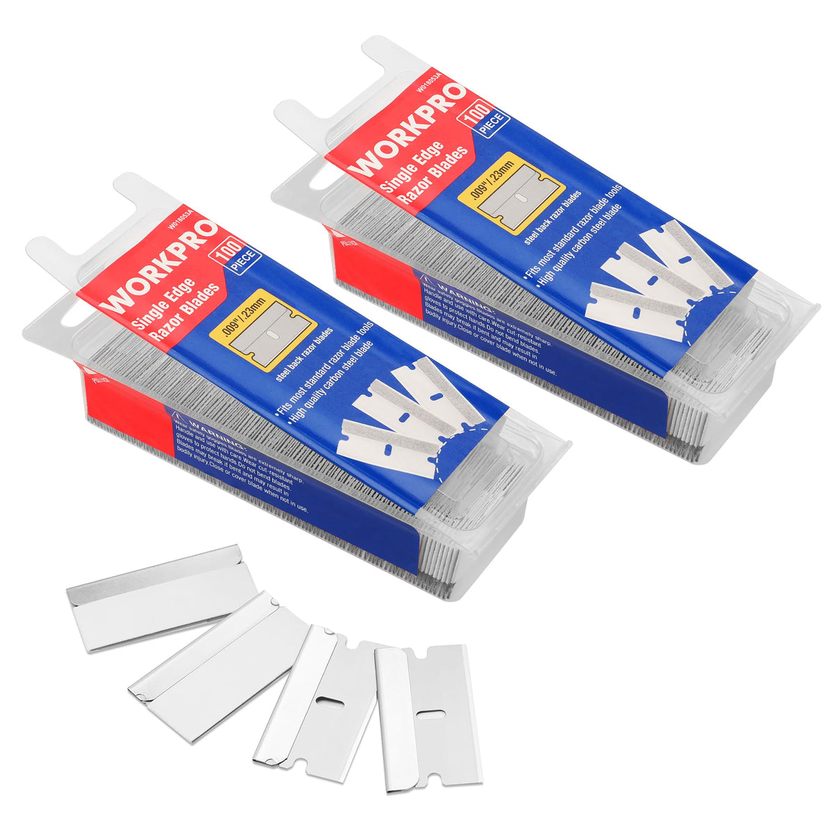 WORKPRO 200-Pack Single Edge Razor Blades – High Carbon Steel, Universal Fit