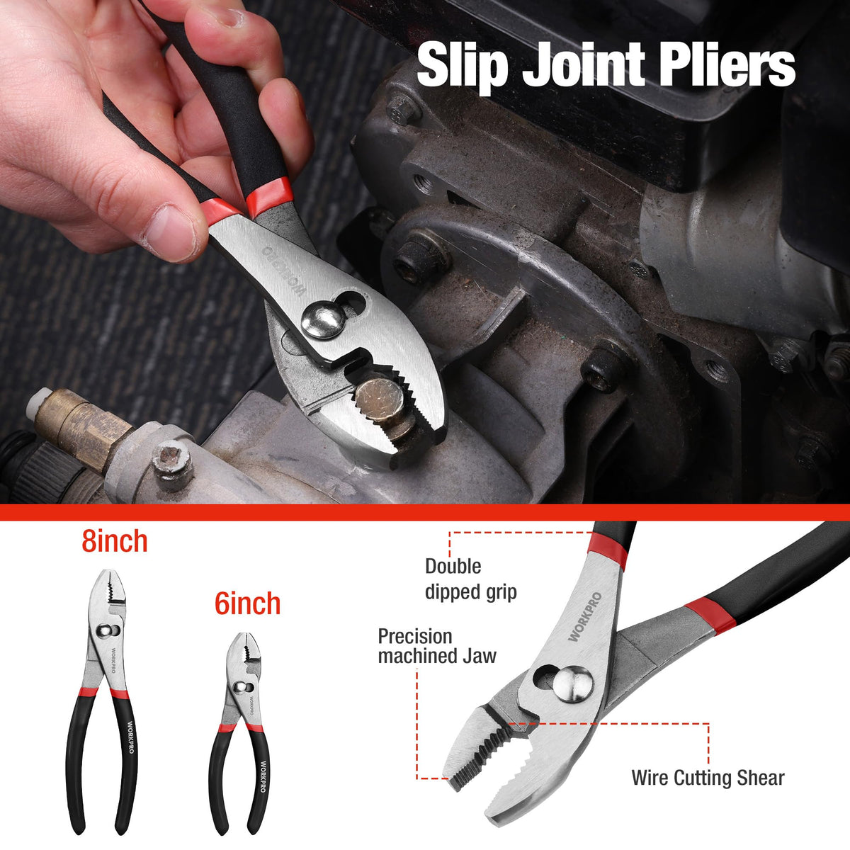 WORKPRO 7-Piece Pliers Set: Groove Joint, Long Nose, Linesman & Diagonal for DIY
