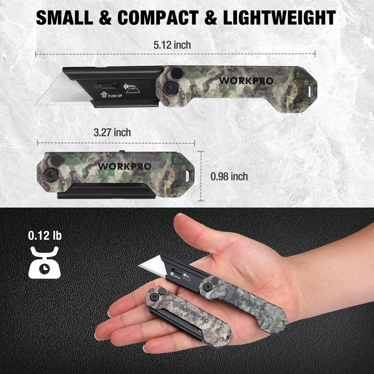 WORKPRO 3-Pack Camouflage Folding Utility Knives | Quick-Open Axis Lock