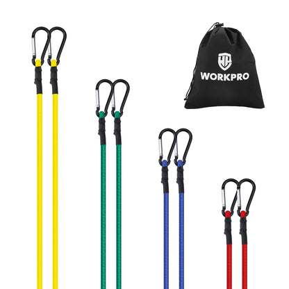 WORKPRO Heavy Duty Bungee Cords 8-Pack with Hooks – 18, 24, 48, 60in Bundle
