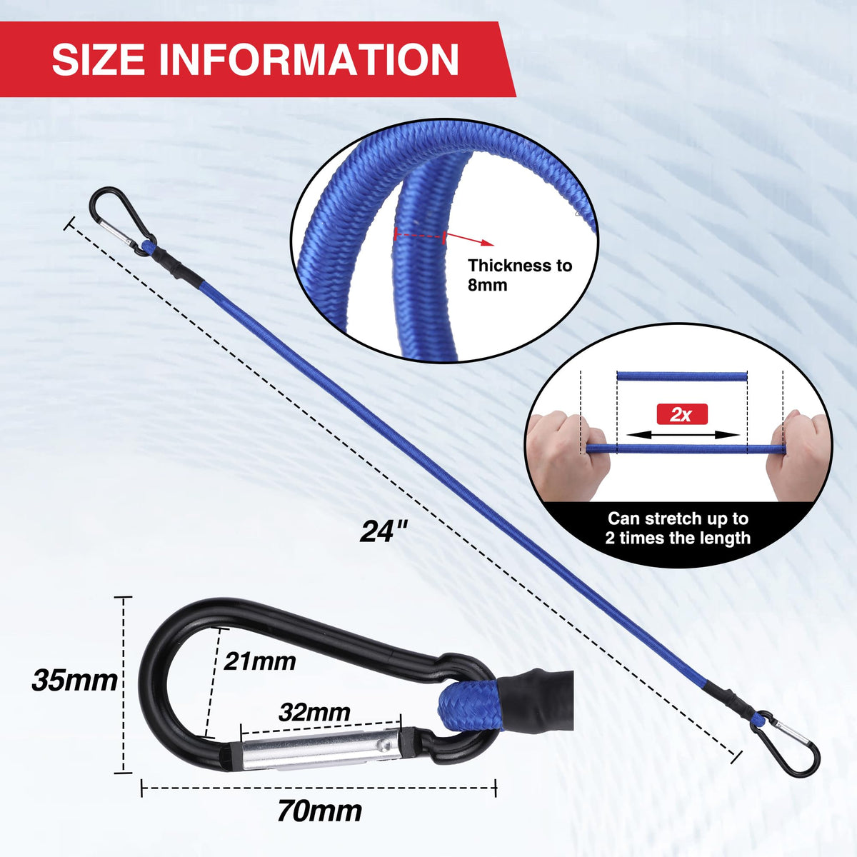 WORKPRO Heavy Duty Bungee Cords 8-Pack with Hooks – 18, 24, 48, 60in Bundle