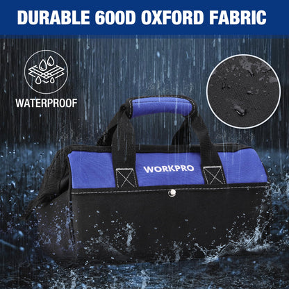 WORKPRO 13-Inch Tool Bag | Wide Mouth Tote with Inside Pockets