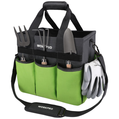 WORKPRO Garden Tool Bag Organizer - Heavy Duty Tote with 10 Pockets and Standable Base