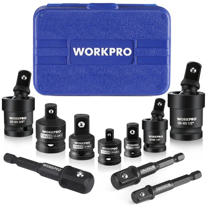 WORKPRO 10-Piece Impact Socket Adapter Set with Case (1/4, 3/8, 1/2)