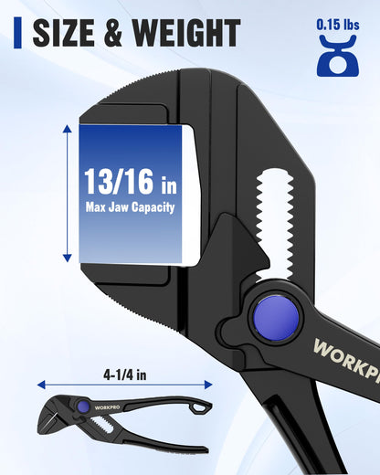 WORKPRO Mini Pliers Wrench 4-Inch – Smooth Jaw, Adjustable, Anti-Rust, EDC Tool for Tight Spaces