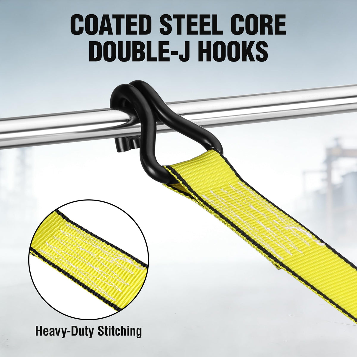 WORKPRO 2-Pack Ratchet Tie Down Straps – 1.5 in x 16 ft | 3300 lbs Break Strength