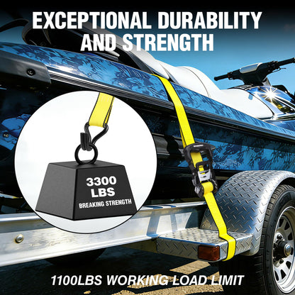 WORKPRO 2-Pack Ratchet Tie Down Straps – 1.5 in x 16 ft | 3300 lbs Break Strength