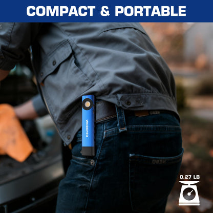 WORKPRO Rechargeable Work Light — 600 Lumens, UV Mode, Magnetic Base, Slim Pocket EDC Flashlight