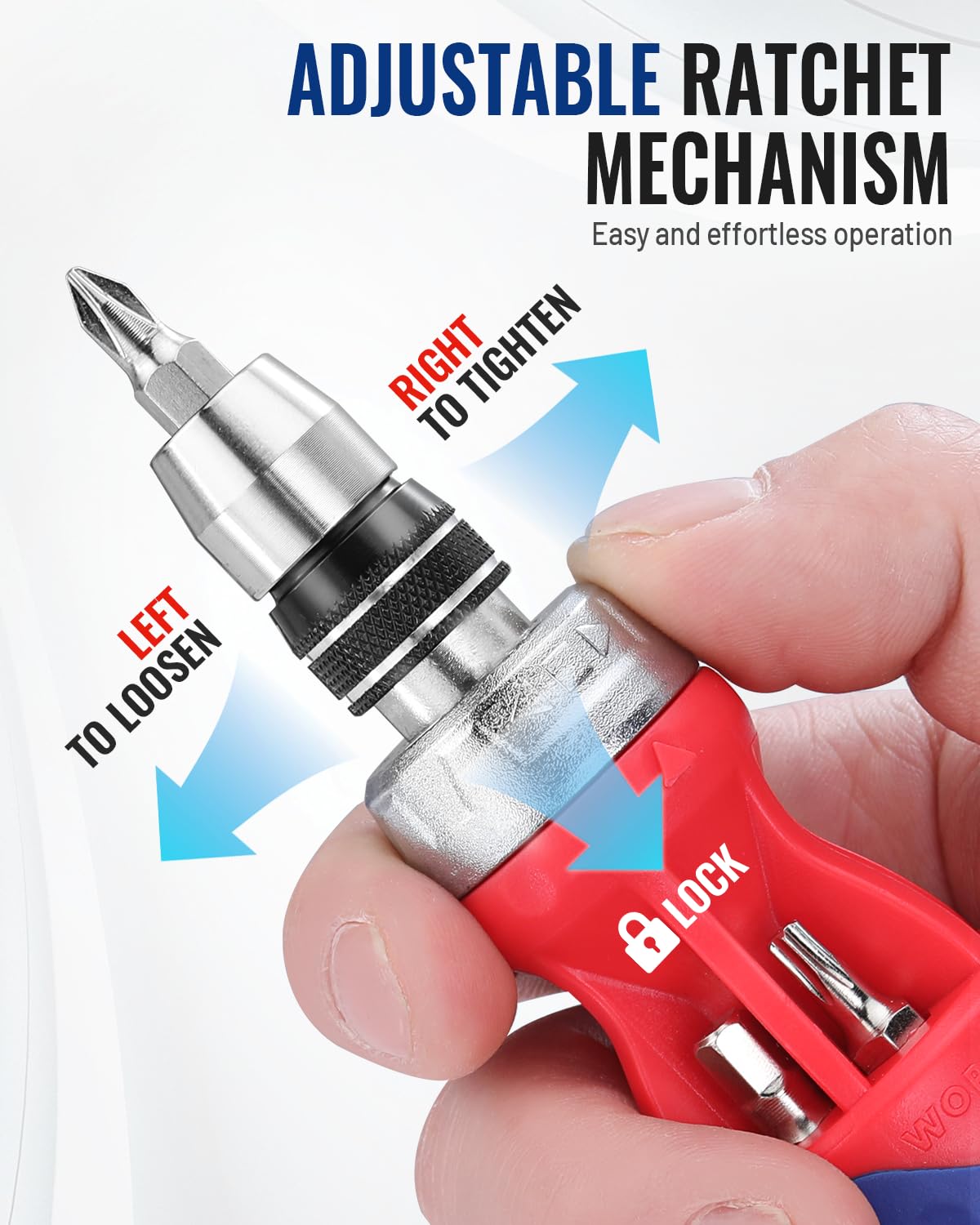 WORKPRO 12-in-1 Stubby Ratcheting Screwdriver – Compact, Quick-Load Auto-Lock, S2 Steel Bits