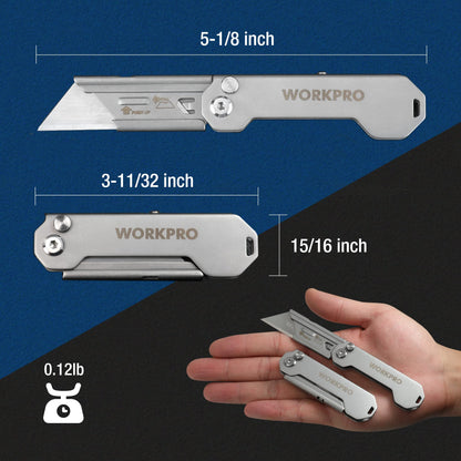 WORKPRO 3-Pack Folding Utility Knife – Quick-Change Blades, Belt Clip, EDC Box Cutter